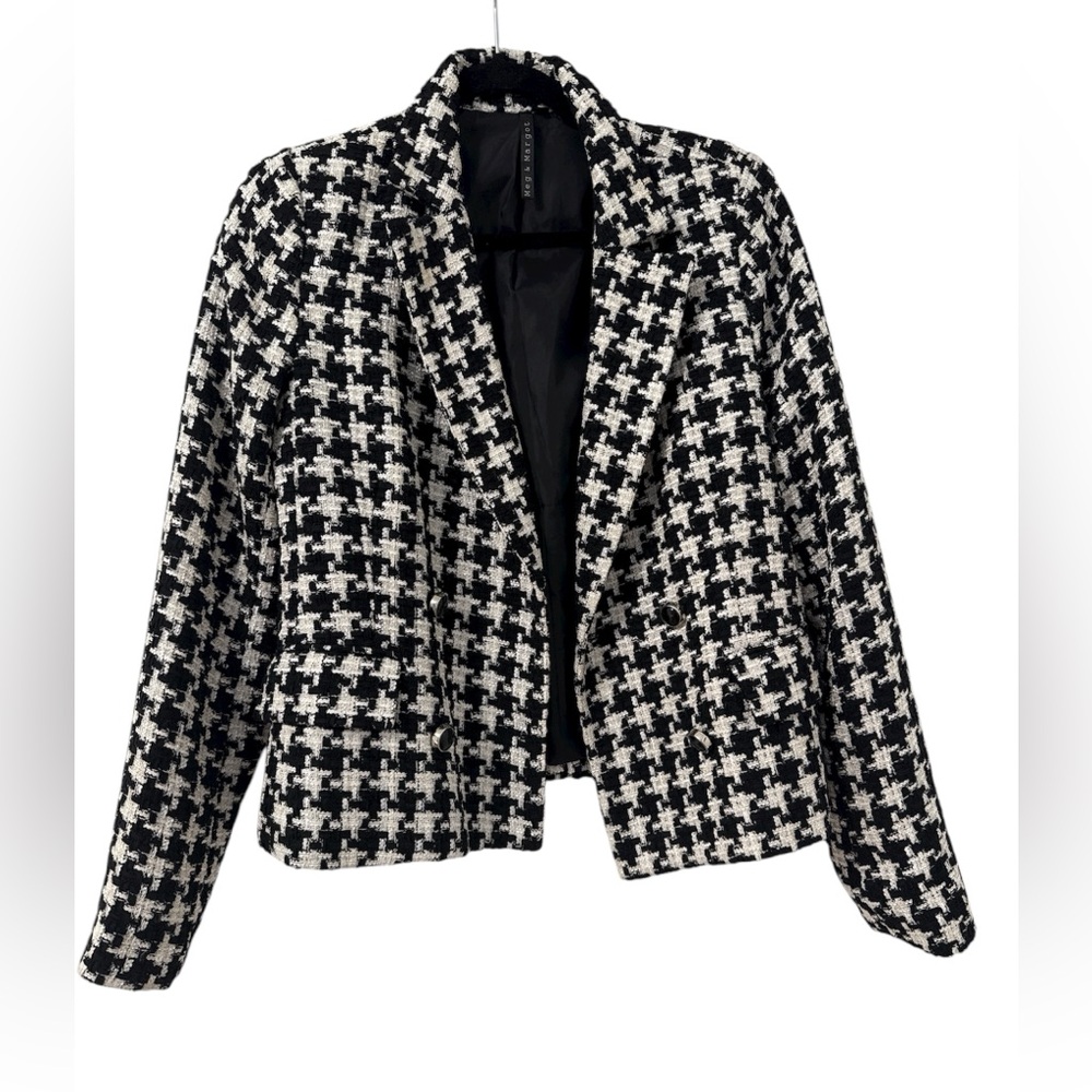 Meg and Margot Women's Black and White Houndstooth Jacket
